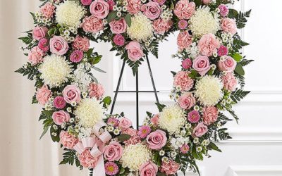 Always Remember Floral Heart Wreath – Pink & White