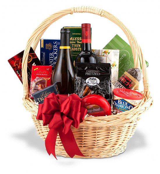 Valentine's Wine & Chocolate Gift Basket - wine gift baskets